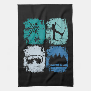 Skifahrer Wintersport Geschirrtuch
