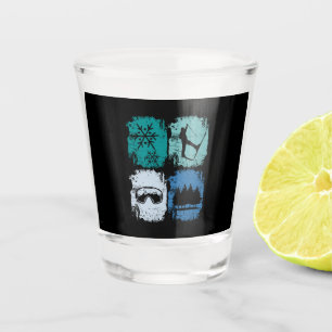 Skifahrer Wintersport Schnapsglas