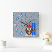 Skifahrereule Quadratische Wanduhr (Zuhause)