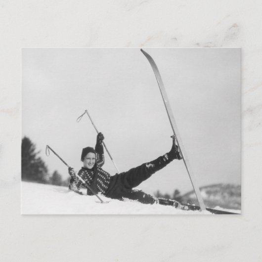 Skifahrerin 2 postkarte (Vorderseite)