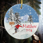 Skifahrerschnee Personalisiert Wasserfarbe Keramik Ornament<br><div class="desc">Dieses Design kann in dem Bereich personalisiert werden, der durch das Ändern des Fotos und/oder Textes zur Verfügung gestellt wird. Sie können auch angepasst werden, indem Sie auf Vorlage personalisieren klicken und dann auf die Schaltfläche klicken, um weitere Optionen anzupassen, um die Hintergrundfarbe zu löschen oder zu ändern, Text hinzuzufügen,...</div>