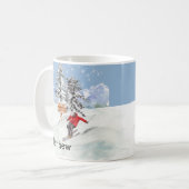 Skifahrerschnee Personalisiert Wasserfarbe Name Kaffeetasse (Vorderseite Links)