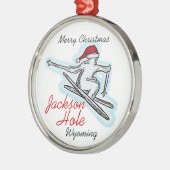 Skifahrerverzierung Jackson Hole Wyoming Sankt Ornament Aus Metall (Links)
