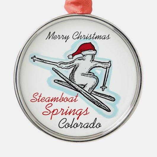 Skifahrerverzierung Steamboat Springs Colorado Ornament Aus Metall (Vorne)