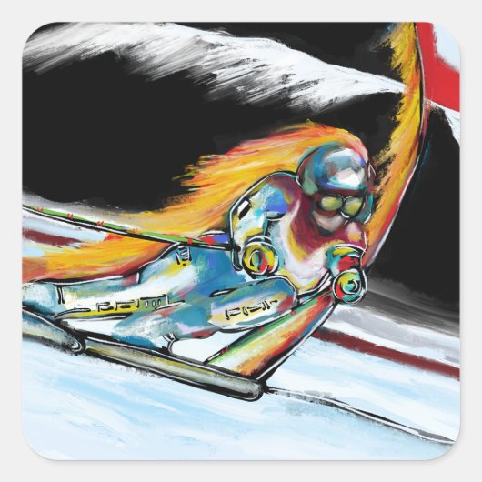 SKIFAHRRER QUADRATISCHER AUFKLEBER (Vorderseite)