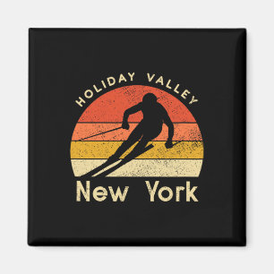 Skiferien im Vintage-Stil Holiday Valley New York Magnet