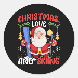 Skiferien Skifahrer Outfit Weihnachten Liebe Skifa Runder Aufkleber