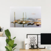 Skiffs und Morgennebel im Südwesthafen, Poster (Heimbüro)