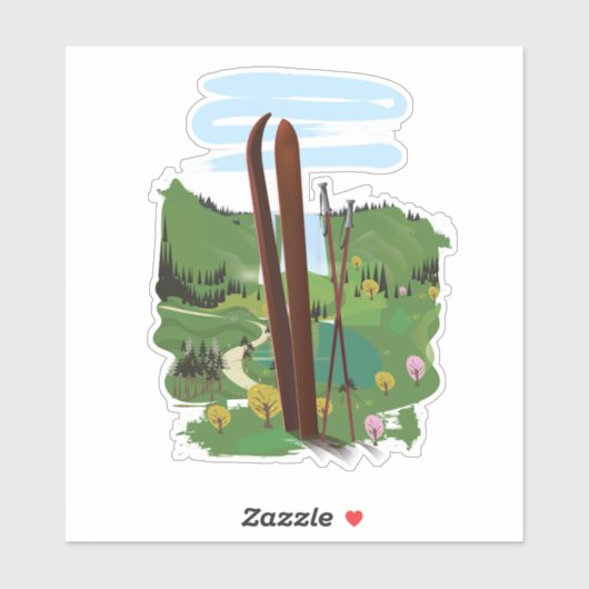 Skigebiet Aufkleber (Blatt)