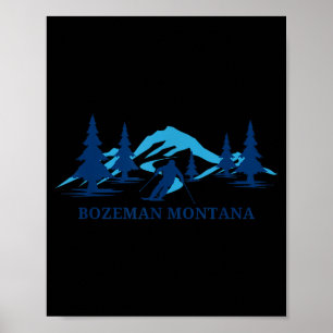 Skigebiet Bozeman Montana Skifahren Skifahrer  Poster