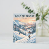 Skigebiet Geilo Norwegen Postkarte (Stehend Vorderseite)