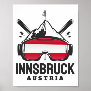 Skigebiet Innsbruck Österreich Retro-Skifahren Poster