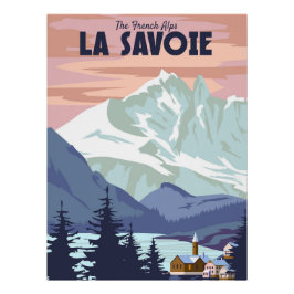 Skigebiet La Savoie Plakat, Retro. Winterreise Poster