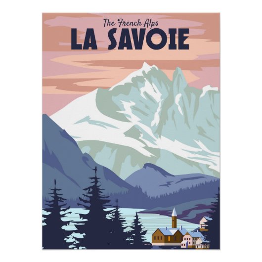 Skigebiet La Savoie Plakat, Retro. Winterreise Poster (Vorderseite)