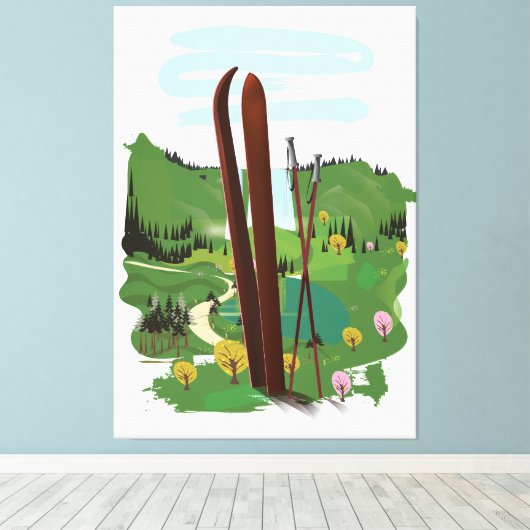 Skigebiet Leinwanddruck (Insitu (Holzboden))