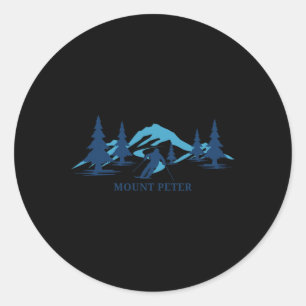 Skigebiet Mount Peter New York Skifahren Skifahrer Runder Aufkleber