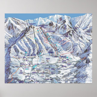 Skigebiet, Rumänien, Piana Brasov, Karte Poster