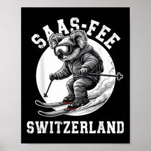 Skigebiet Saas-fee Koala Bär Schweizer Alpen Skifa Poster
