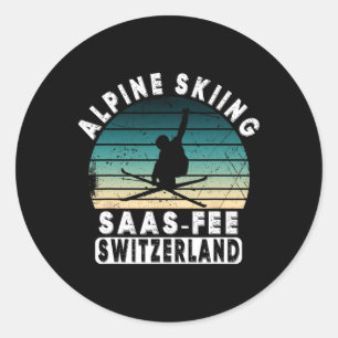 Skigebiet Saas-fee Schweizer Alpen Alpin-Ski Schwe Runder Aufkleber