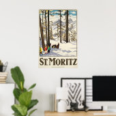 Skigebiet Saint Moritz Schweiz Winter Ski Poster (Heimbüro)