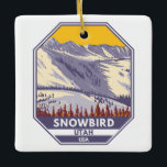 Skigebiet Snowbird Winter Utah Keramikornament<br><div class="desc">Das Snowbird Winter Kunstdesign zeigt die Winterlandschaft.</div>