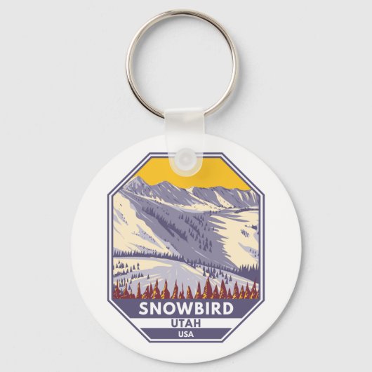 Skigebiet Snowbird Winter Utah Schlüsselanhänger (Vorderseite)
