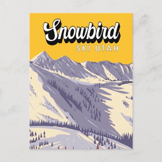 Skigebiet Snowbird Winter Utah Vintag Postkarte (Vorderseite)