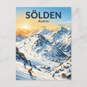 Skigebiet Sölden Österreich Postkarte