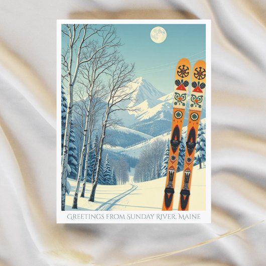 Skigebiet Sonntag Fluss Maine Postcard Postkarte