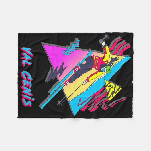 Skigebiet Val Cenis Retro Ski mit Abstraktem Chara Fleecedecke (Vorderseite (Horizontal))