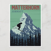 Skigebiet Zermatt Schweiz Vintager Berggipfel Postkarte (Vorderseite)