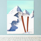 Skigebirge Leinwanddruck (Insitu (Holzboden))