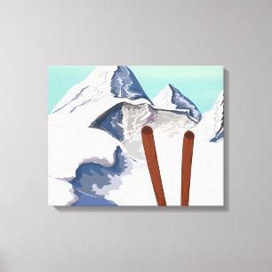 Skigebirge Leinwanddruck