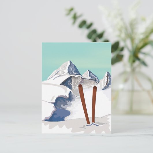 Skigebirge Postkarte (Stehend Vorderseite)