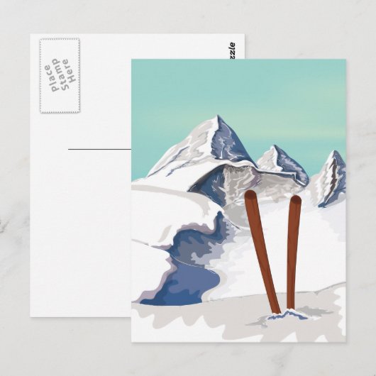 Skigebirge Postkarte (Vorne/Hinten)