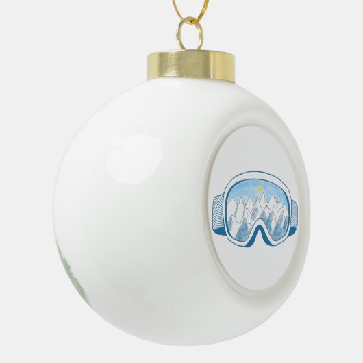 Skigelände Keramik Kugel-Ornament (Links)