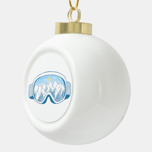 Skigelände Keramik Kugel-Ornament (Rechts)
