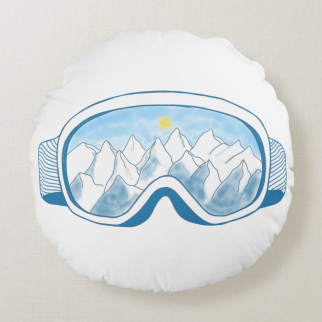 Skigelände Rundes Kissen (Vorderseite)