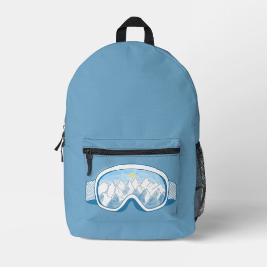 Skiggläser Berge Spiegelungen Dusty Blau Bedruckter Rucksack (Vorderseite)
