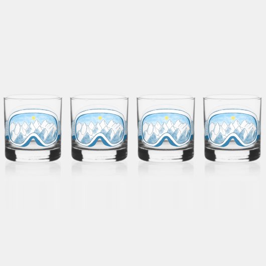 Skiggles Berg Reflektion Sky Blau Set 4 Whiskyglas (Vorderseite)