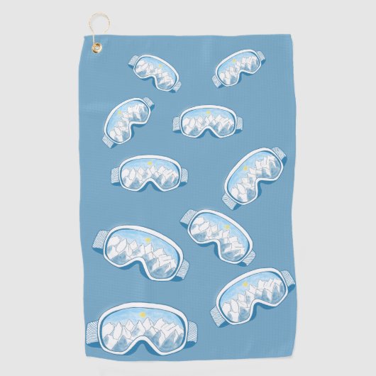 Skiggles Berge Spiegelungen Illustration Golfhandtuch (Vorderseite)