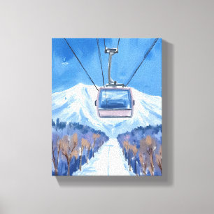 Skigondel Schneebedeckter Berg Aquarell Leinwanddruck