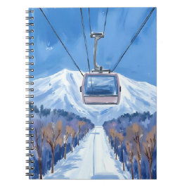 Skigondel Schneebedeckter Berg Aquarell Notizblock
