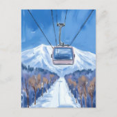 Skigondel Schneebedeckter Berg Aquarell Postkarte (Vorderseite)