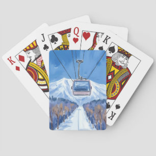 Skigondel Schneeberg Aquarell Spielkarten