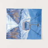 Skigondel Schneebirg Aquarell Wandteppich (Vorderseite (Horizontal))