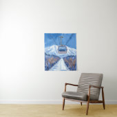 Skigondel Schneebirg Aquarell Wandteppich (Beispiel)