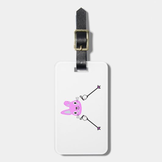 Skihasen mit Skistöcken Gepäckanhänger (Vorderseite vertikal)