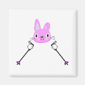 Skihasen mit Skistöcken Magnet (Vorne)