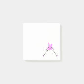 Skihasen mit Skistöcken Post-it Klebezettel (Vorderseite)